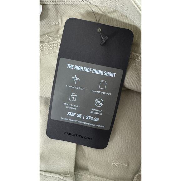 Fabletics The High Side Chino Short Mens Size 35 Fresh Taupe New Performance - Picture 13 of 14